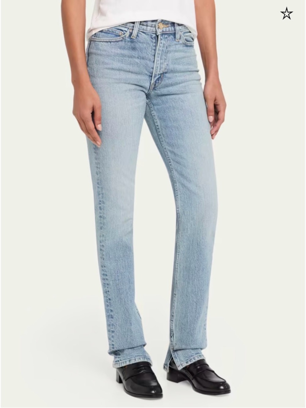 RÙADH Size 27 Light Wash Straight Leg Jeans Slit Hem Luxury Denim